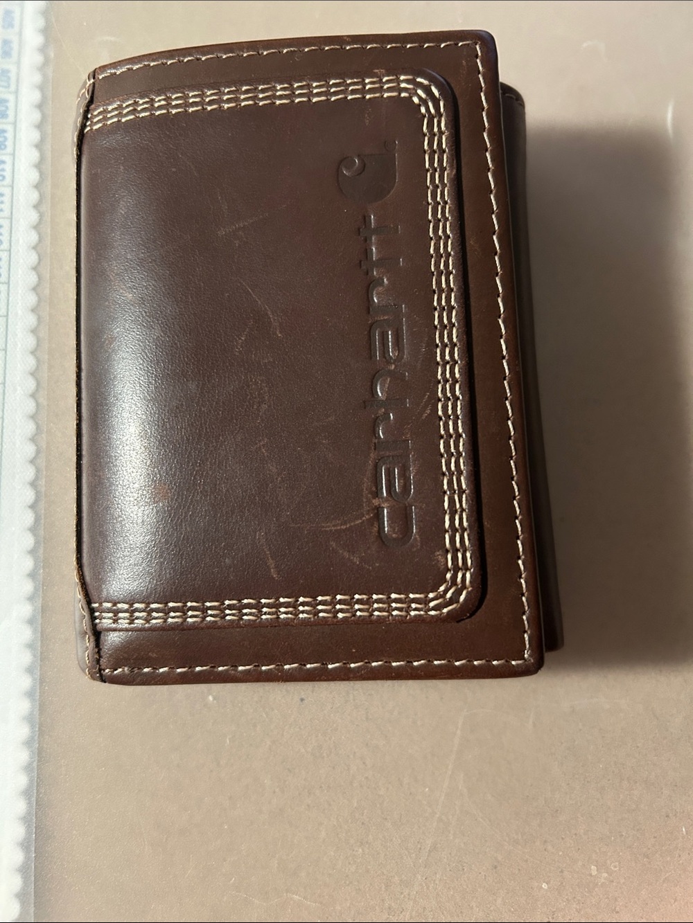 Carhartt Dark Brown Leather Trifold Card & Key Holder